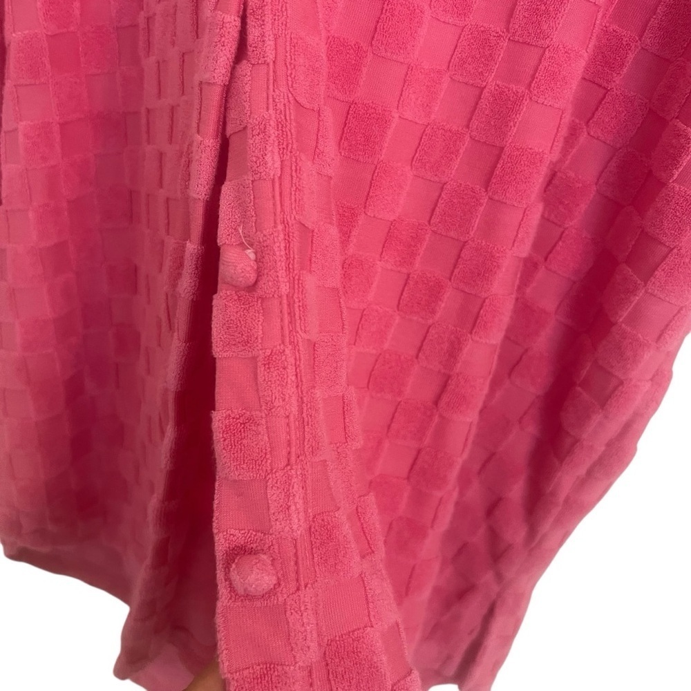 Bailey Rose Pink Checkered Terry Shirt large beach summer spring oversized - Picture 8 of 11